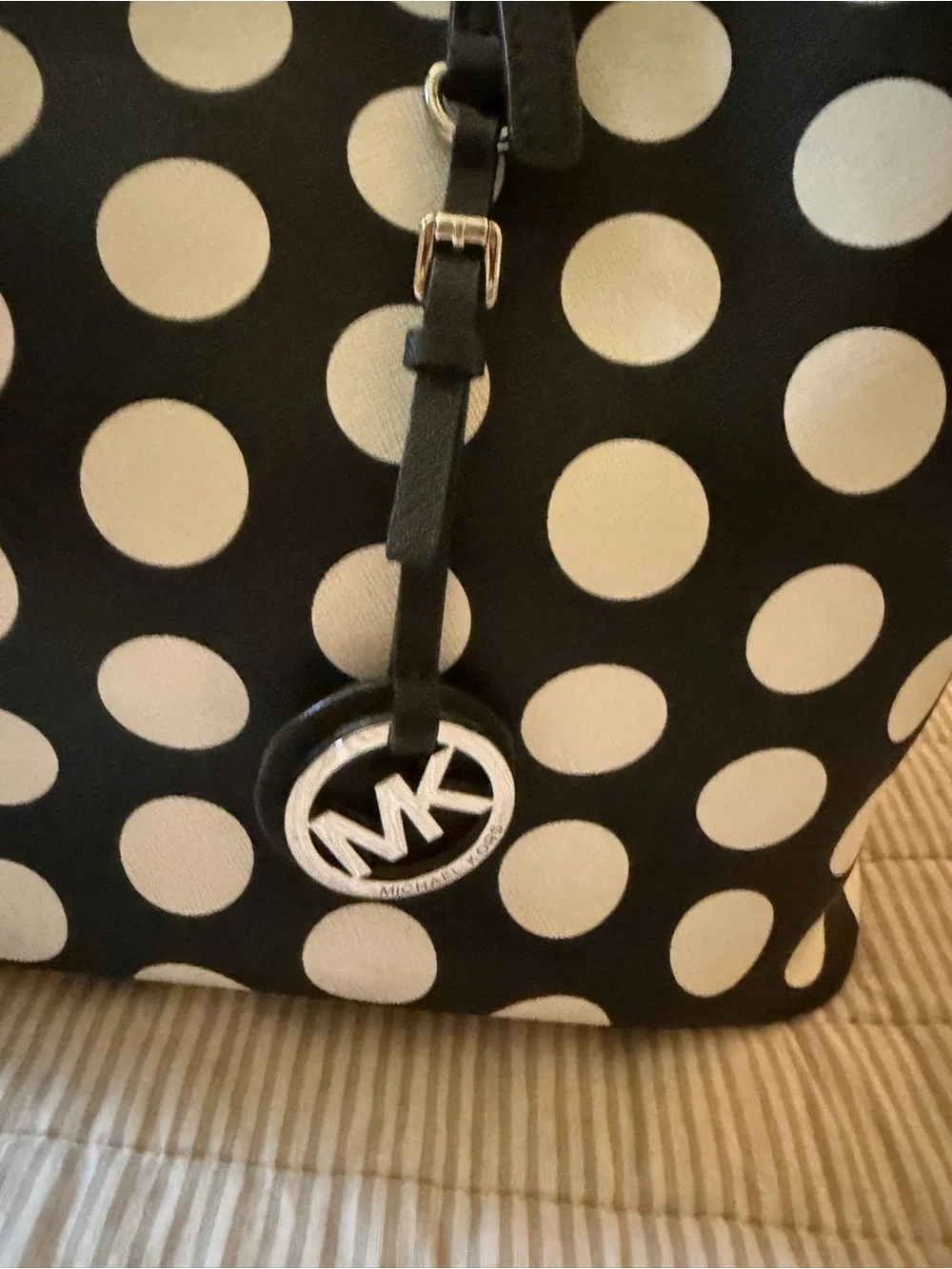Michael Kors Black and White Polka Dot Tote - Picture 4 of 8